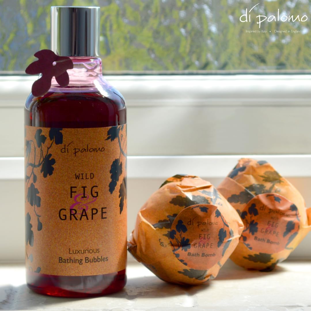 Di Palomo Vegan Wild Fig & Grape Luxury Bathing Bubbles 300ml. Foaming Bubble Bath. Luxury Shower Gel & Body Wash with Nourishing Skin Care. Bath Foam Gifts for Her. Vegan Relaxation Gifts for Women.