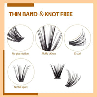 FANDIQ Individual Lashes, 280 Pcs Cluster Lashes D Curl Eyelash Extensions 8-16MM Natural Volume Eyelash Clusters DIY Lash Extension for Beginners(50D 8-16mm)