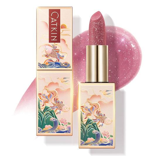 CATKIN Moonlight Lip Balms for Lip Skin Care Cracked & Dry Lips, Color Tinted Glitter Lip Balm with Vitamin E for 6h Moisture Care (C14 Plum)