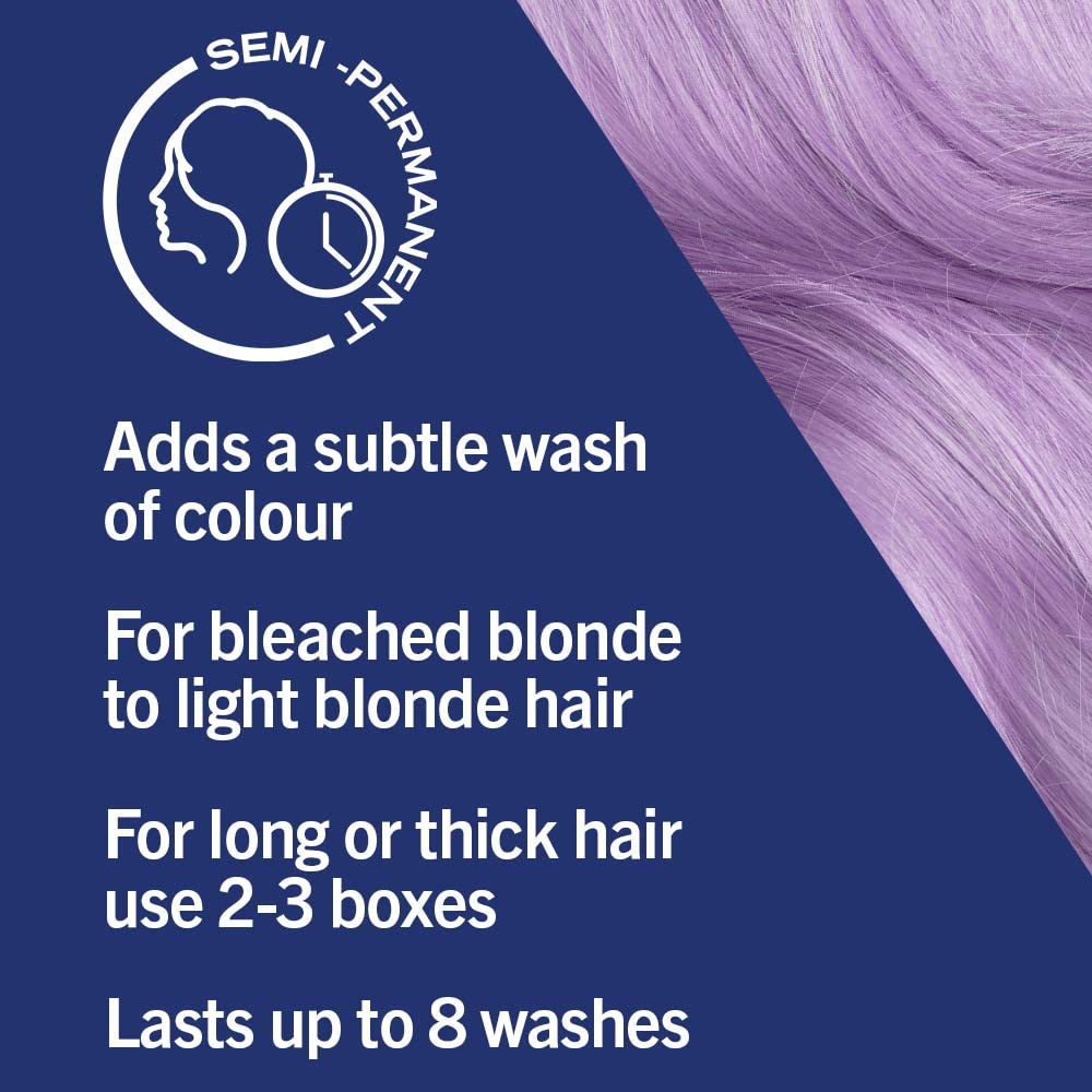 Schwarzkopf LIVE Pretty Pastels Semi-permanent Purple Hair Dye, Lasts Up To 8 Washes - Lilac Crush P120