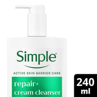 Simple Repair+ Facial Cream Cleanser pro-ceramides + hyaluronic acid restores dry and dehydrated skin from the first use 240 ml