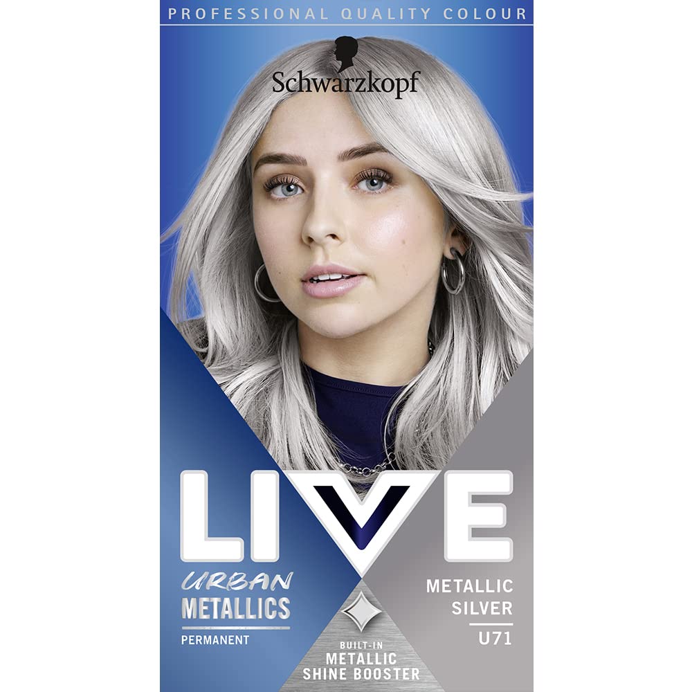 LIVE Schwarzkopf Live Hair Colour Fashion, Metallic Silver, 1 Count (Pack of 1)