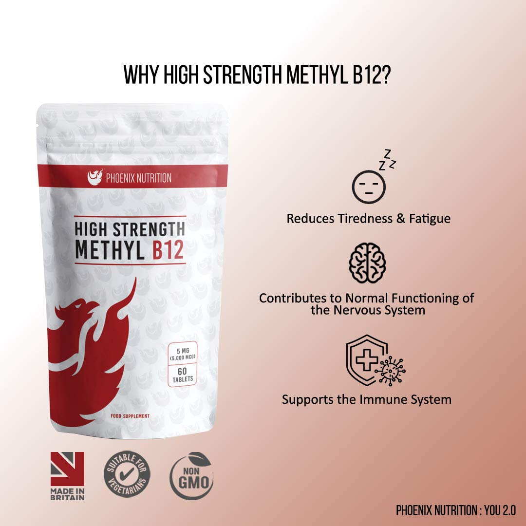 High Strength Methyl B12-5mg x 180 Tablets - Coenzyme Form of Vitamin B12 - Methylcobalamin (5000mcg)