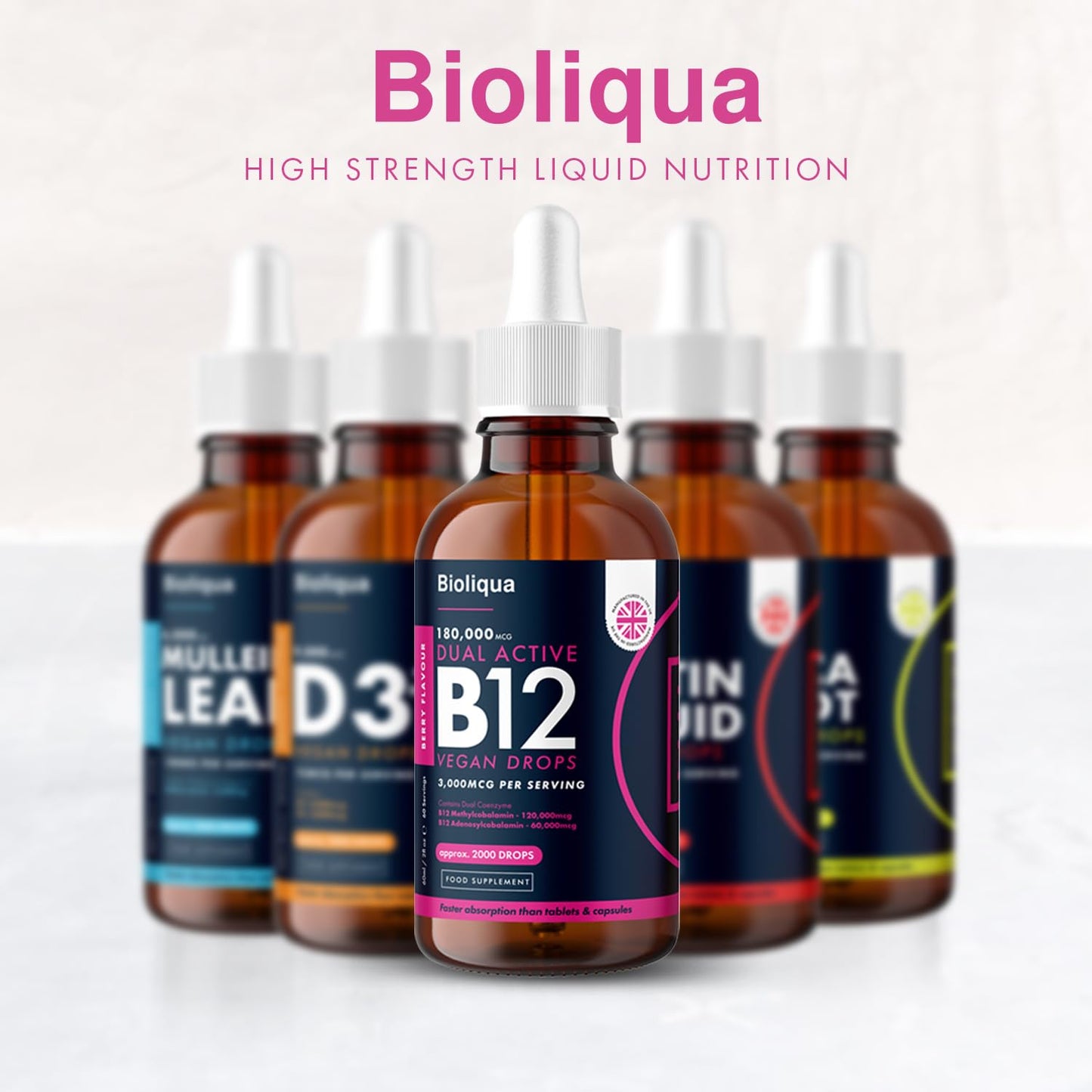 Balance ™ Vitamin B12 Liquid Drops - Vegan - High Strength 3000mcg - 2 Month Supply - 60 Servings - 18,000mcg per 60ml Dropper Bottle - Sublingual & Dual Action for Fast Absorption - Made in The UK by Balance
