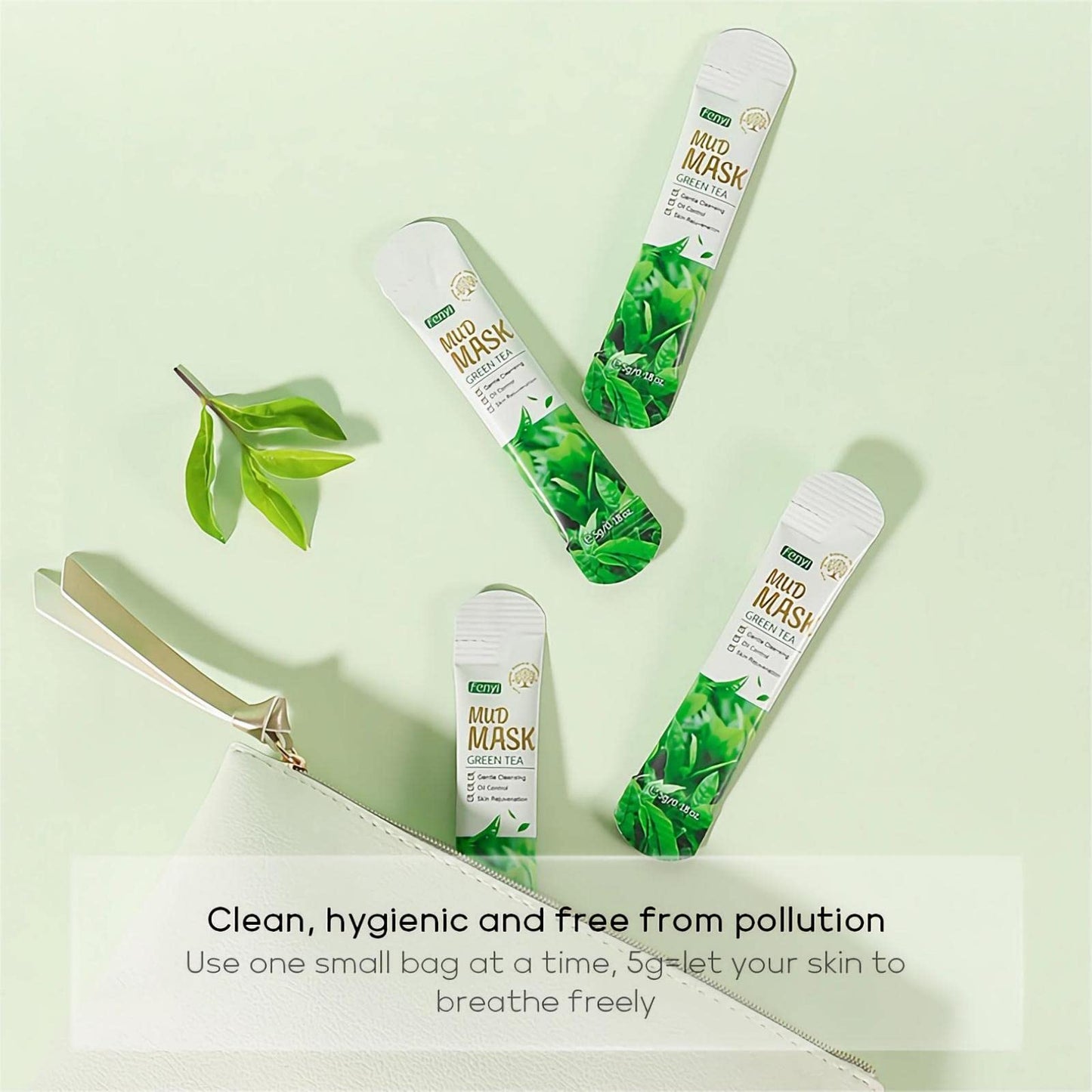 mercham 10 PCS Clay Mask, Green Tea Deep Cleanse Mud Mask, Hydrating, Detoxifying, Pore Tightening, Anti-Acne Clay Face Masks, Natural Plant Extracts, Face Masks Skincare for All Skin Types 5ML*10