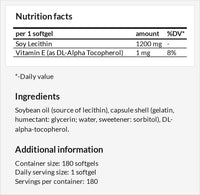 Lecithin 1200mg with Vitamin E - 180 Softgels - High Strength Soy Lecithin Supplement - 6 Months Supply - Laboratory Tested Lipid Lecithin Supplements - by Apollo's Hegemony