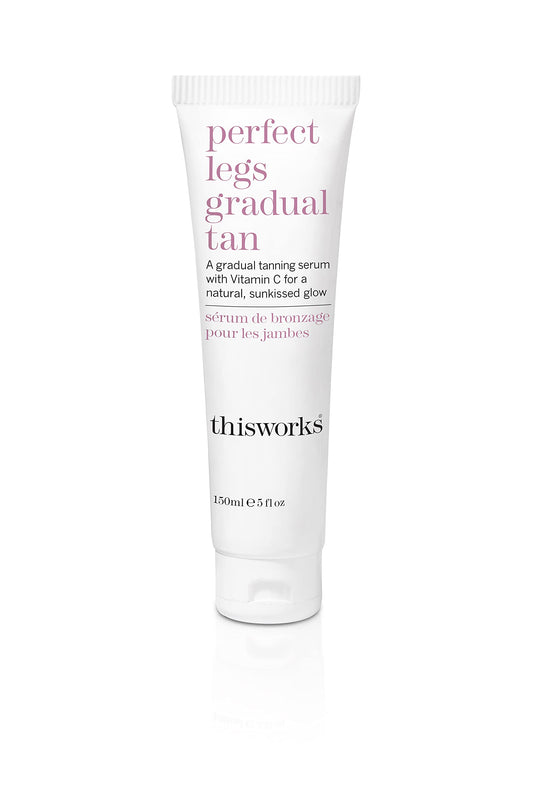 This Works Perfect Legs Gradual Tan, 150 ml - Streak-Free Self-Tanning Serum Infused with Vitamin E, Shea Butter and Essential Oils - Hydrating Gradual Tan Moisturiser for a Natural Summer Glow