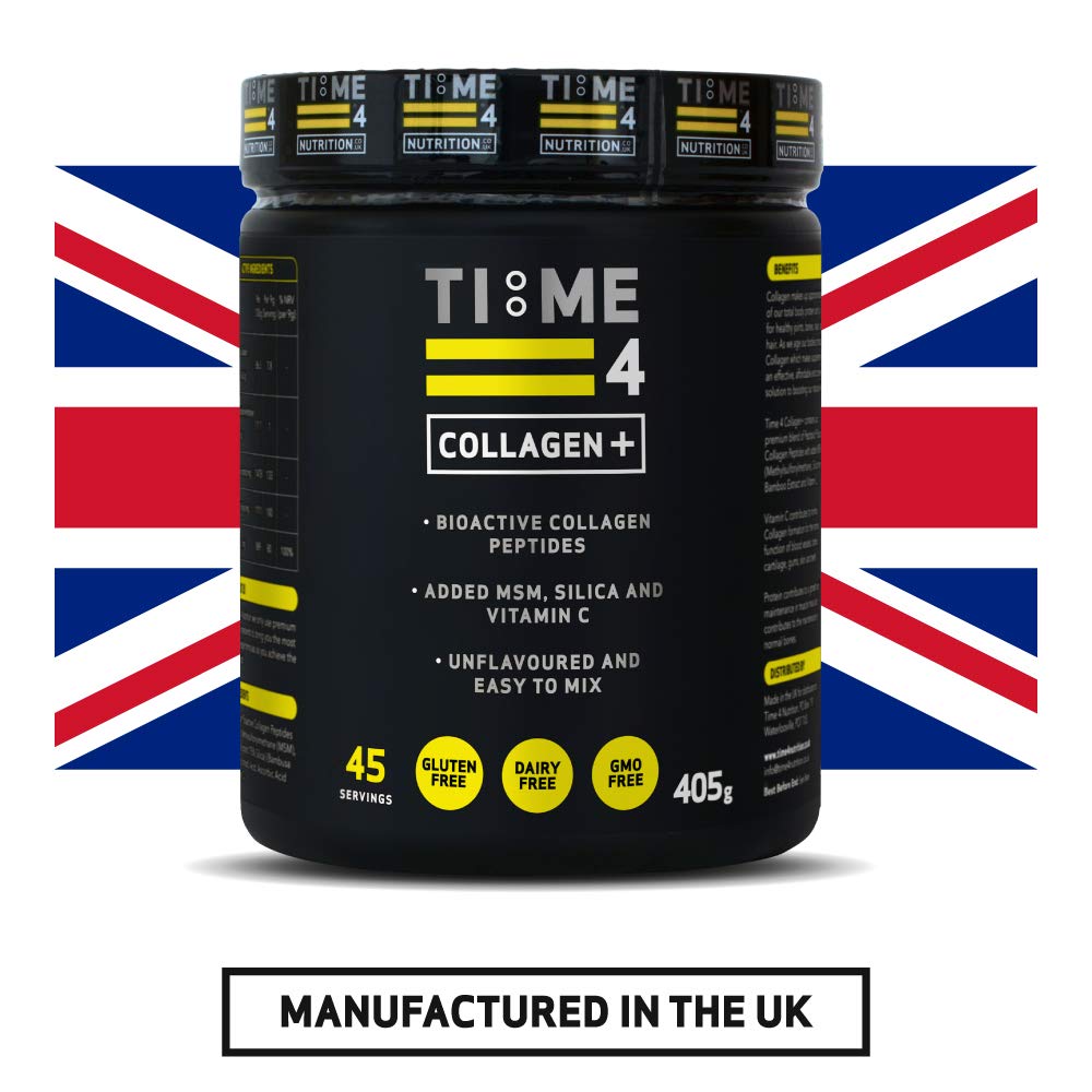 Time 4 Collagen + 45 Servings – Pure Hydrolysed Collagen Powder for Women & Men, MSM, Silica from Bamboo & Vitamin C – Collagen Protein Powder for Joint Care, Bones, Hair, Nails, Skin & Wrinkles
