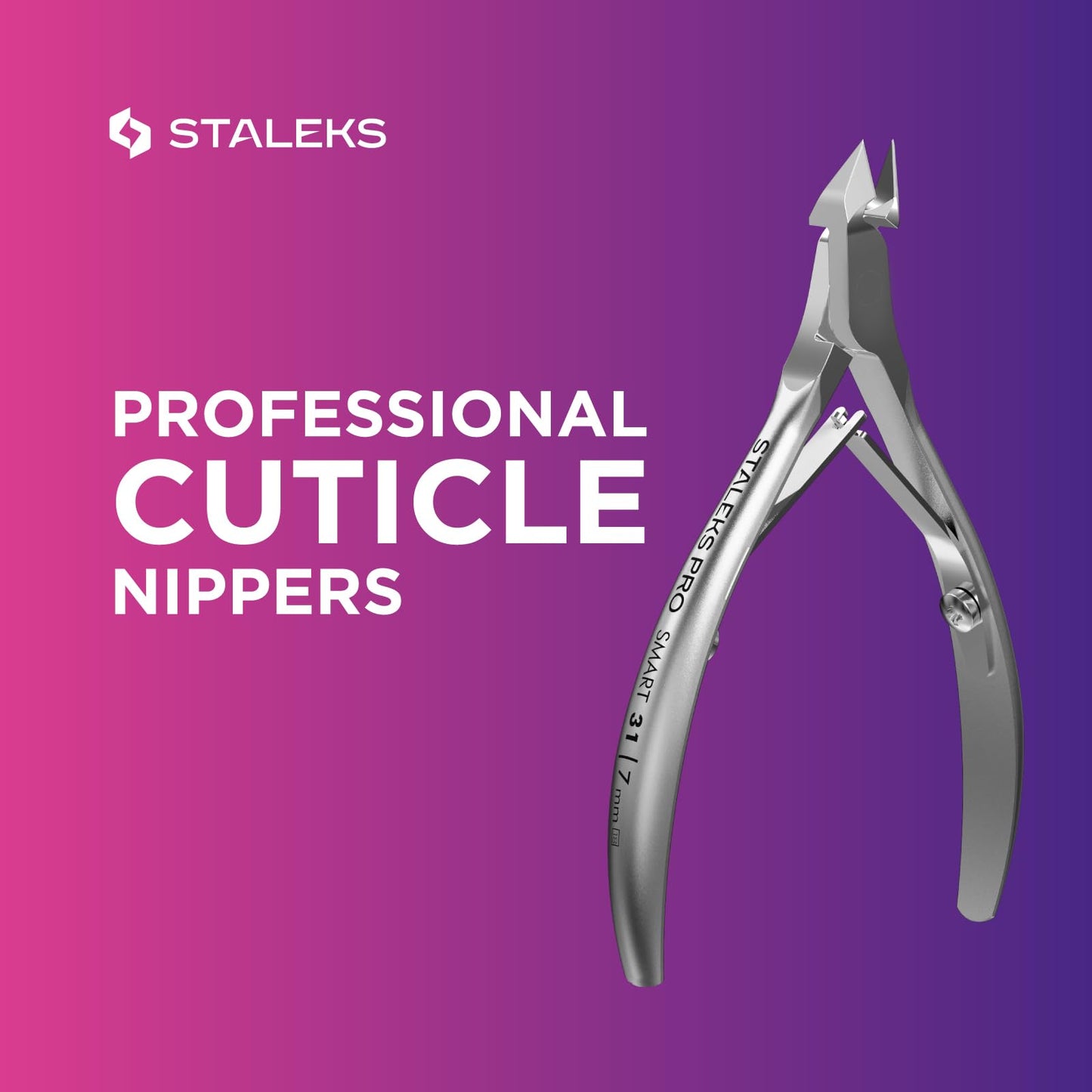 STALEKS PRO Cuticle Nippers Staleks 3mm / 4mm/ 5mm / 7mm Smart 31 Staleks Manicure Pedicure Tools (7mm)