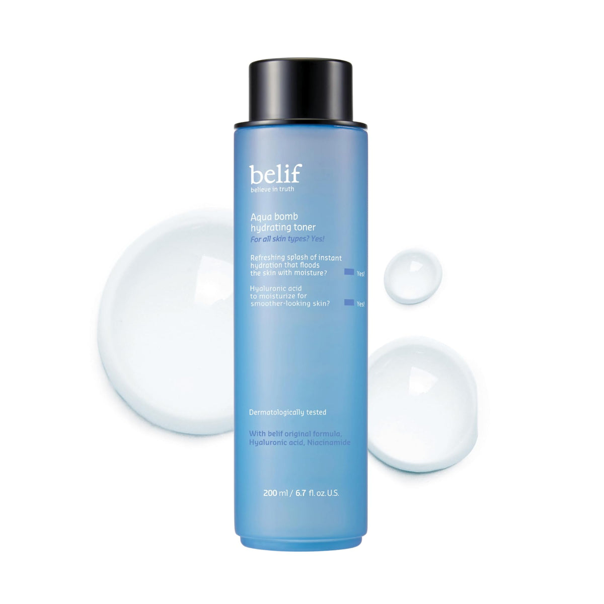 belif Aqua Bomb Hydrating Toner | Hydrating Lightweight Toner with niacinamide & hyaluronic Acid, Instant Absorption, Pore blurring, Glowing Skin, Korean Skincare, Korean Beauty (200ml)