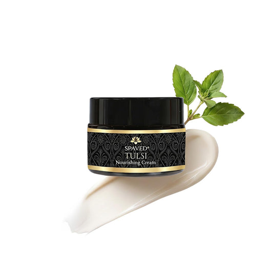 SPAVED SpaVed Tulsi (Holy Basil) Face Cream 50g – Anti-Ageing Vegan Night Cream & Face Moisturiser with Shea Butter, Aloe Vera & Vitamin E | Supports Skin Barrier Hydration for Dry & Sensitive Skin