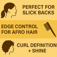 GOMARKET® Ampro Shine N Jam Braiding Gel Extra Hold 113.5g + 3pcs Slick Back Hair Brush Set | Styling Gel for Curly Hair, Edge Control Gel, Hair for Braiding, Curl Jelly, Afro Hair Products