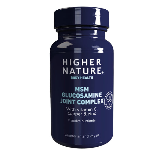 HIGHER NATURE Higher Nature - MSM Glucosamine Joint Complex - Vitamin C, Copper, Zinc & Botanical Complex Tablets for Women & Men - Vegetarian & Vegan - 90 Tablets