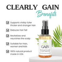 Isabella's Clearly GAIN, Hair Growth Oil and Thickening Scalp Treatment for Men and Women | Natural Herbal Serum with Castor, Clary Sage, Rosemary, Nettle Extract for Hair Loss, Alopecia, Thinning Hair