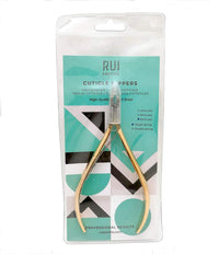Rui Smiths Professional Cuticle Nippers, Gold-Plated Carbon Steel, French Handle, Single Spring, 6mm Jaw (Full Jaw)