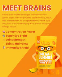 Vegums Omega 3 Gummies Vegan DHA EPA Algae Kids Adults 30 Gummies