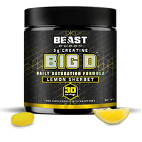 Beast Pharm Beast Big D Performance Formula with Creatine Monohydrate Powder and Patented Ingredients for Daily Strength, Stamina and Endurance by Eddie Hall, 30 Servings, Lemon Sherbet