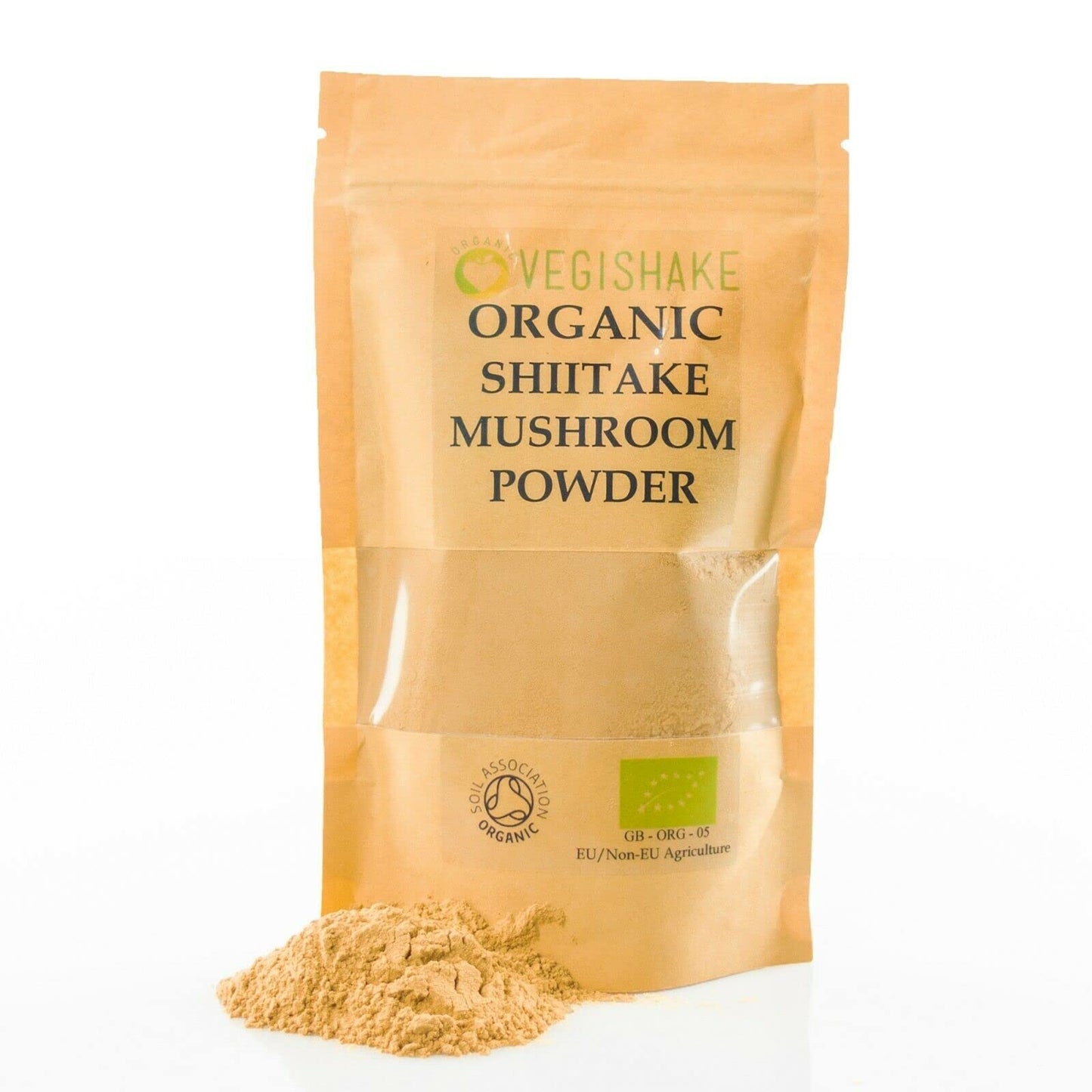 vegishake Organic Shiitake Mushroom Powder Fruiting Body Polysaccharides Vegan (250g)