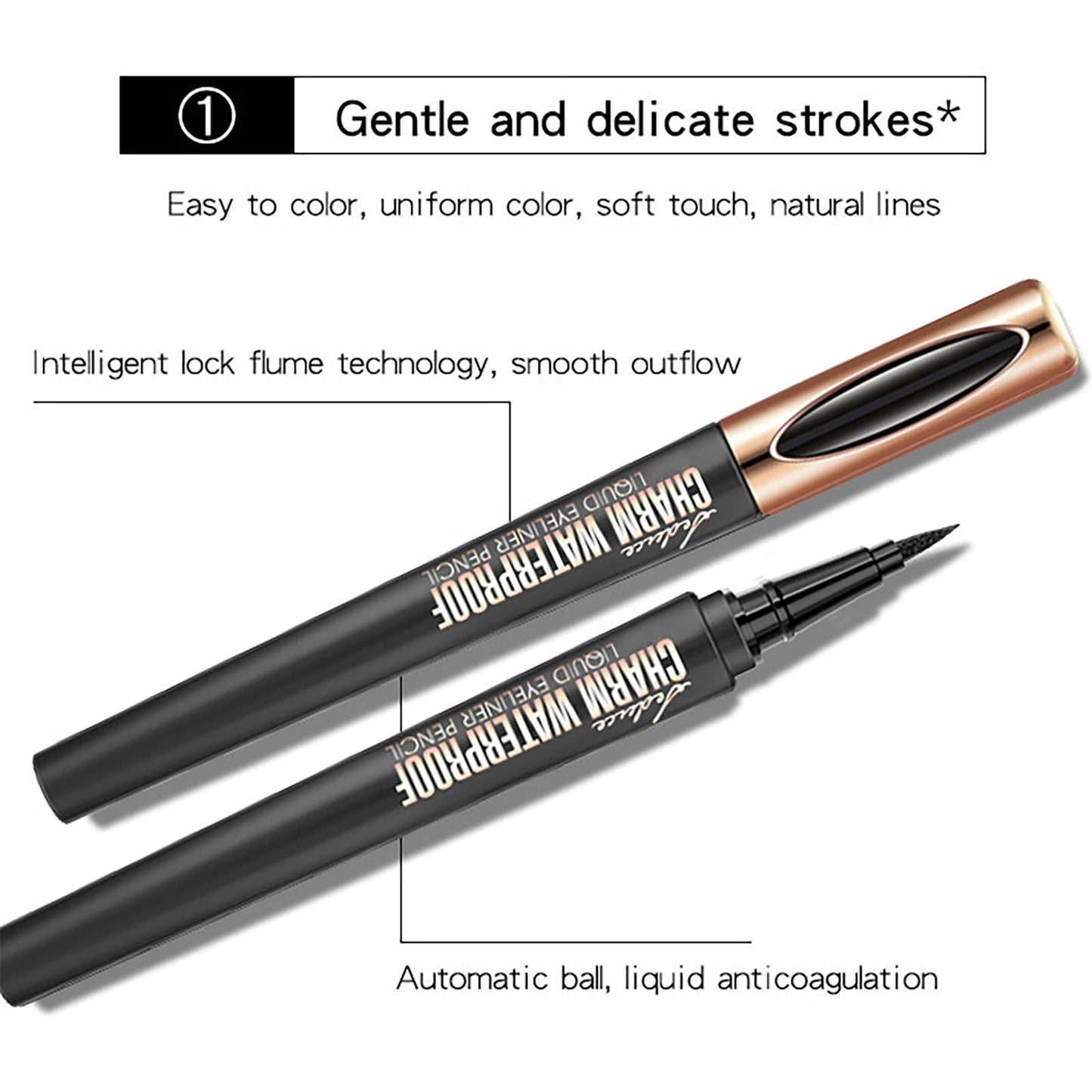 FresFresi Waterproof Magic Eyeliner - Black, Long-Lasting, Sweat & Smudge-proof, Super Slim Gel Pen, Professional Eye Makeup Tool
