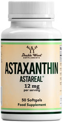 Double Wood Supplements AstaReal® Natural Astaxanthin 12 mg – 50 Softgels (1-A-Day) – Most-Studied Algal Antioxidant – Supports Skin, Eyes, Brain, Heart, Immunity & Performance
