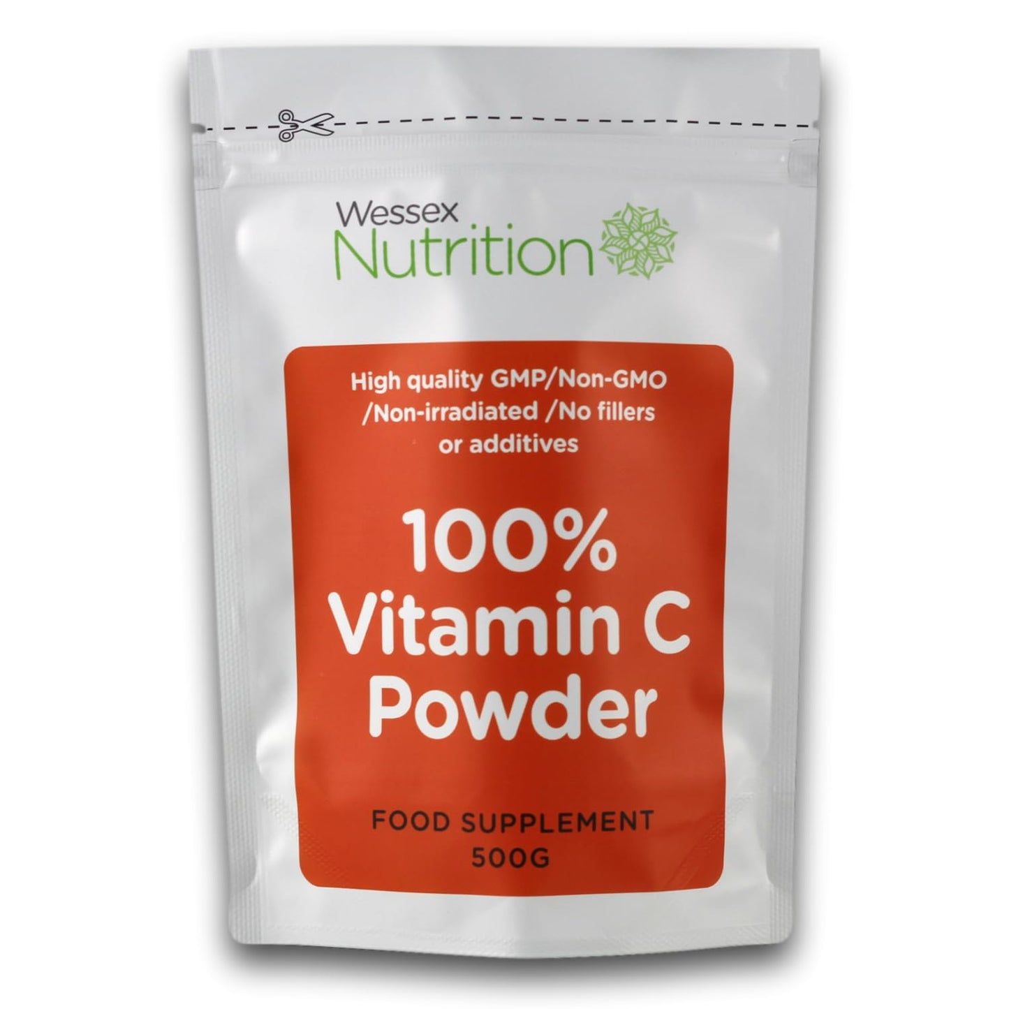 Nutristrength Pure Vitamin C Powder - 100% Ascorbic Acid Vitamin C Powder, Pharmaceutical Grade - Nothing Added, Non GMO & Made in The UK (500g) 12 Months Shelf Life.