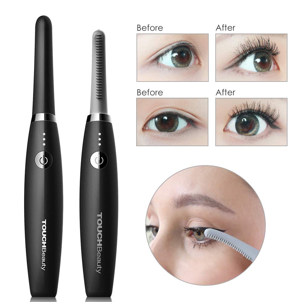 TOUCHBeauty Electric Heated Eyelash Curler, Portable, Smart Adjustable Temperature, Fast Heating, Black