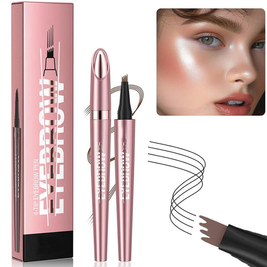 ZDHSOY Magic Eyebrow Pencil - 2024 New Magic Eyebrow Microblading Pen/Upgrade 4-Tipped 3D Waterproof Microblading Eyebrow Pencil Contouring Pen for Natural Eyeliner Makeup (01 Light Brown)