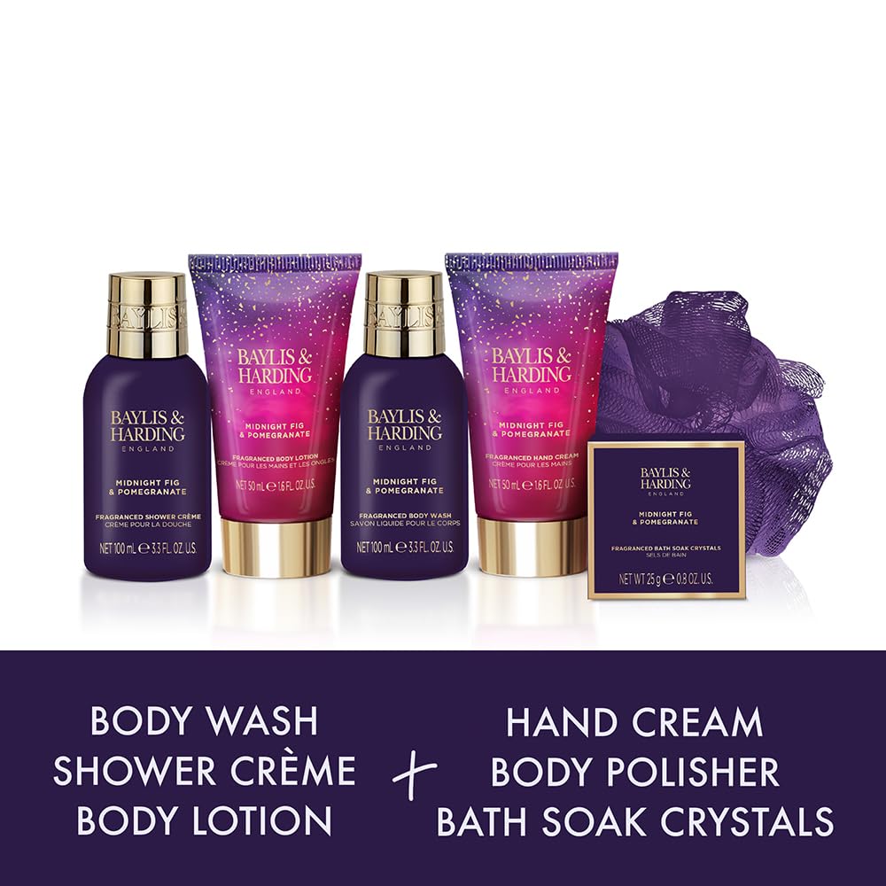 Baylis & Harding Midnight Fig & Pomegranate Luxury Pamper Present Gift Set (Pack of 1) - Vegan Friendly