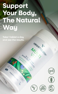 VEGETOLOGY Vegetology MultiVit Vegan Multivitamins w/26 Vitamin & Mineral Supplements – Vitamin Supplements for Metabolic, Brain Function & Immune Support – Multivitamin for Women, Men & Children