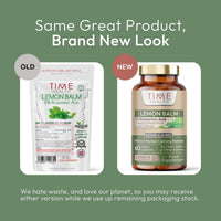 Time Health Lemon Balm Leaf Extract - Min. 5% Rosmarinic Acid - Vegan - No Fillers, Binders or Flow Agents - Pullulan - 60 Capsules