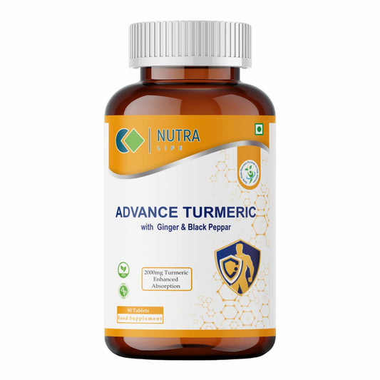 NUTRA LIFE Advanced Turmeric Tablets, 2000mg, with Ginger and Black Pepper, 90 Count