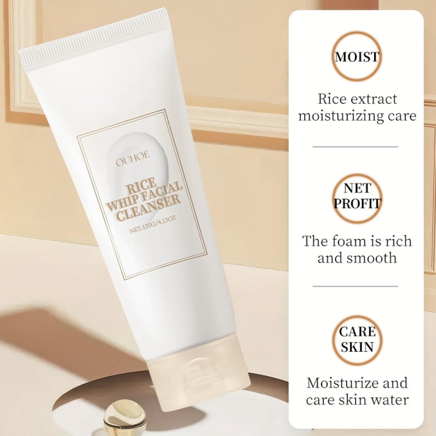 Cureluxe Rice Facial Cleanser,Clean and Clear Face Cleanser,Deep Cleansing & Pore Purifying Face Wash,Face Wash Women & Men,Face Care Korean Cleanser,Korean Skincare Hydrating Cleanser,Korean Face Wash