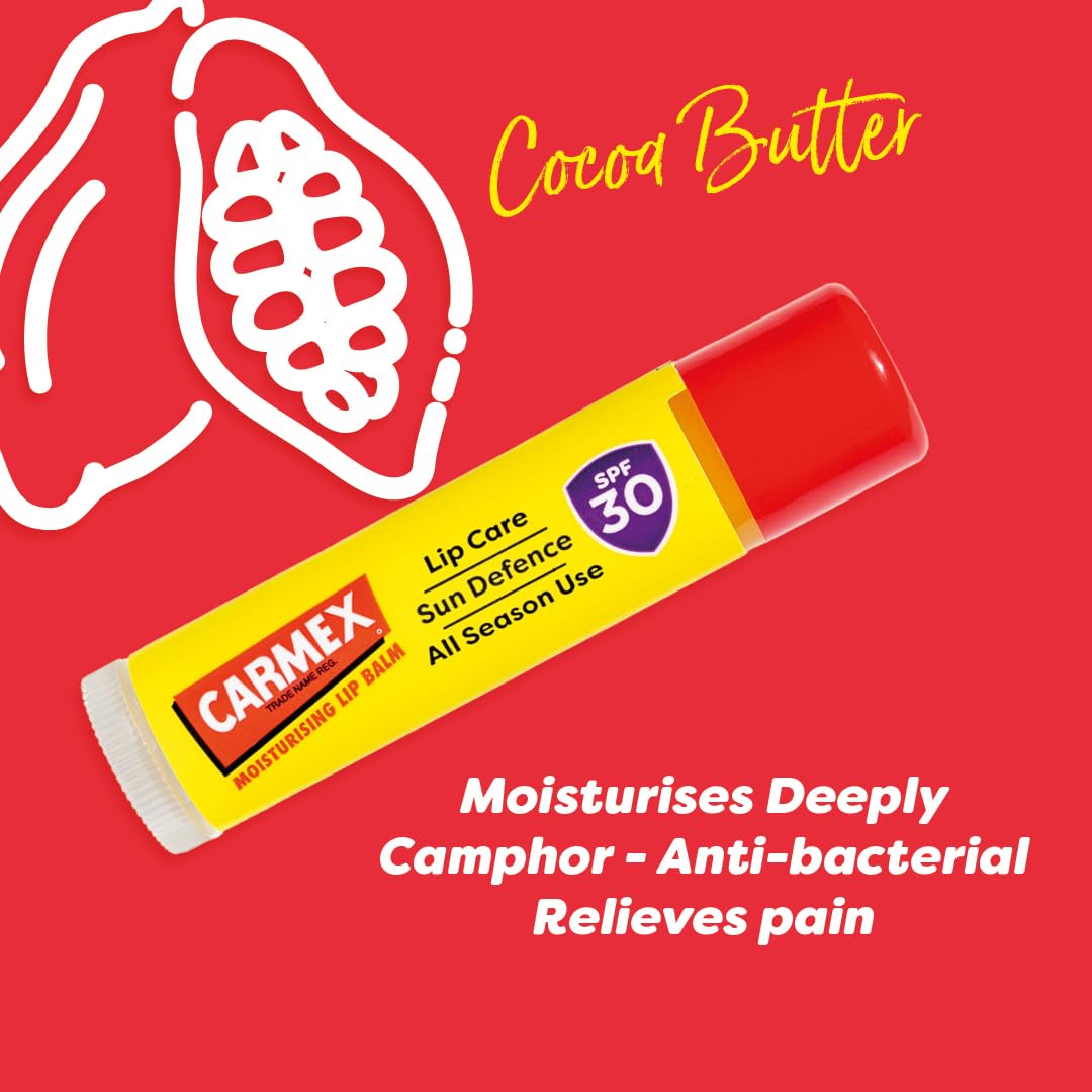 Carmex CARMEX SPF30 Sun Defence Tropical Moisturizing Lip Balm for Soft, Protected Lips Stick (10g)