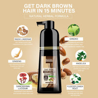 Royal Glow Hair Colour Shampoo – Ammonia-Free, Instant Grey Hair Dye for Men & Women – 3-in-1 Hair Colour, Shampoo & Conditioner – Non-Staining, Easy to Use (Black/Dark Brown) (Dark Brown, 200ml)