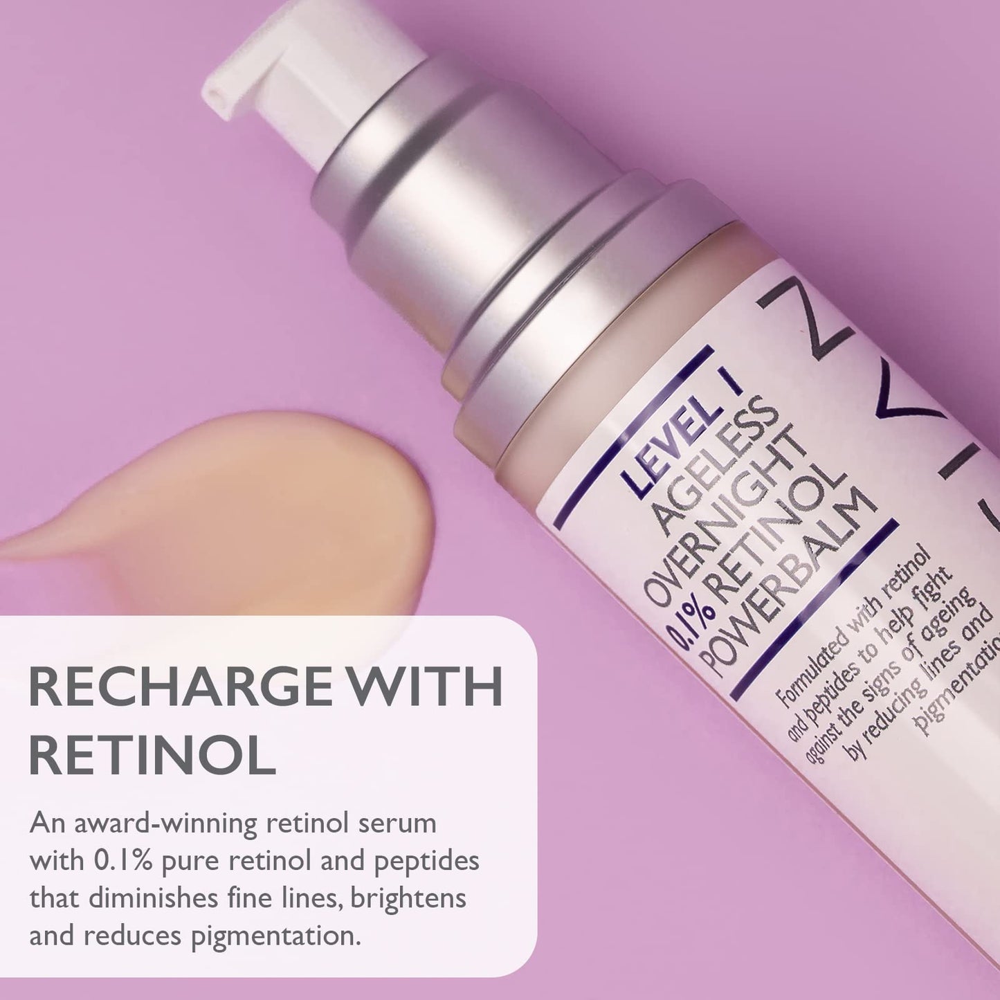 SKINICIAN Ageless Overnight Retinol Powerbalm - Anti-Ageing Retinoid Face Serum - Peptide Moisturiser to Reduce Fine Lines & Skin Pigmentation - Evening Skincare - Vegan & Cruelty Free (50ml)