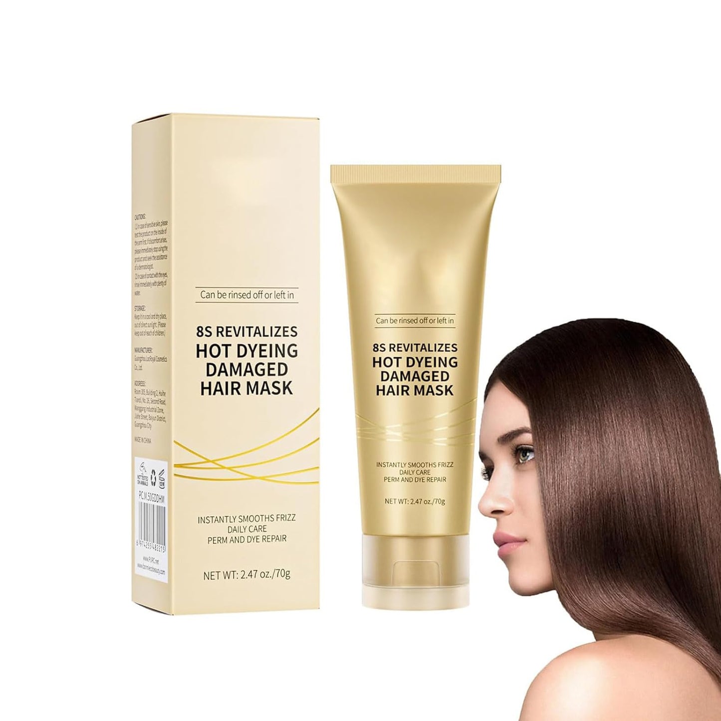 QEUTKEZS Advanced Keratin Hair Mask - Professional Repair Treatment for Hot Dyeing Damaged Hair, Instantly Smooths Frizz, 2.47 Oz