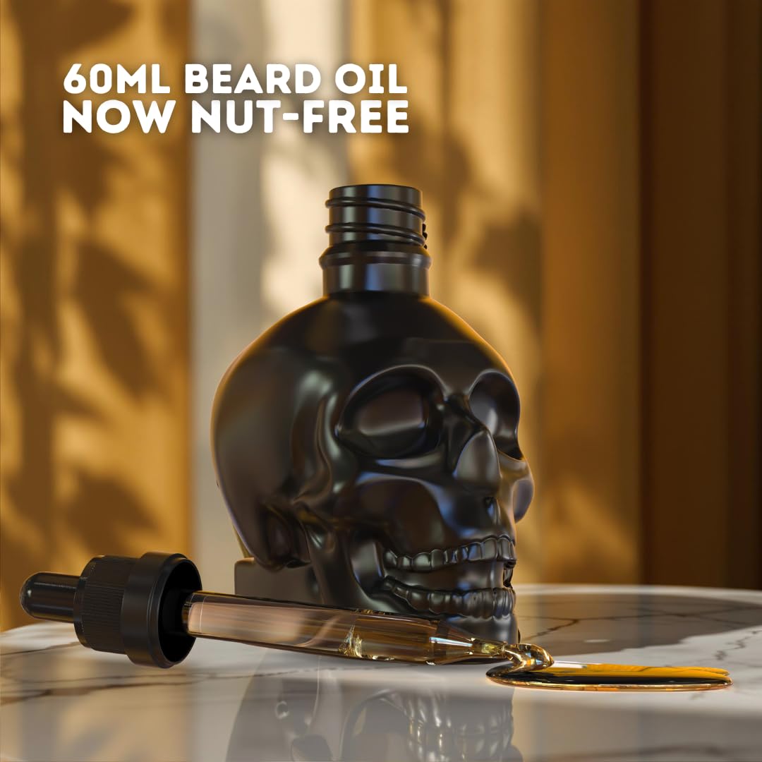 Beard and Bones Beard & Bones 60ml Beard Oil for Men | Nut Free | Glass Skull (Billion)