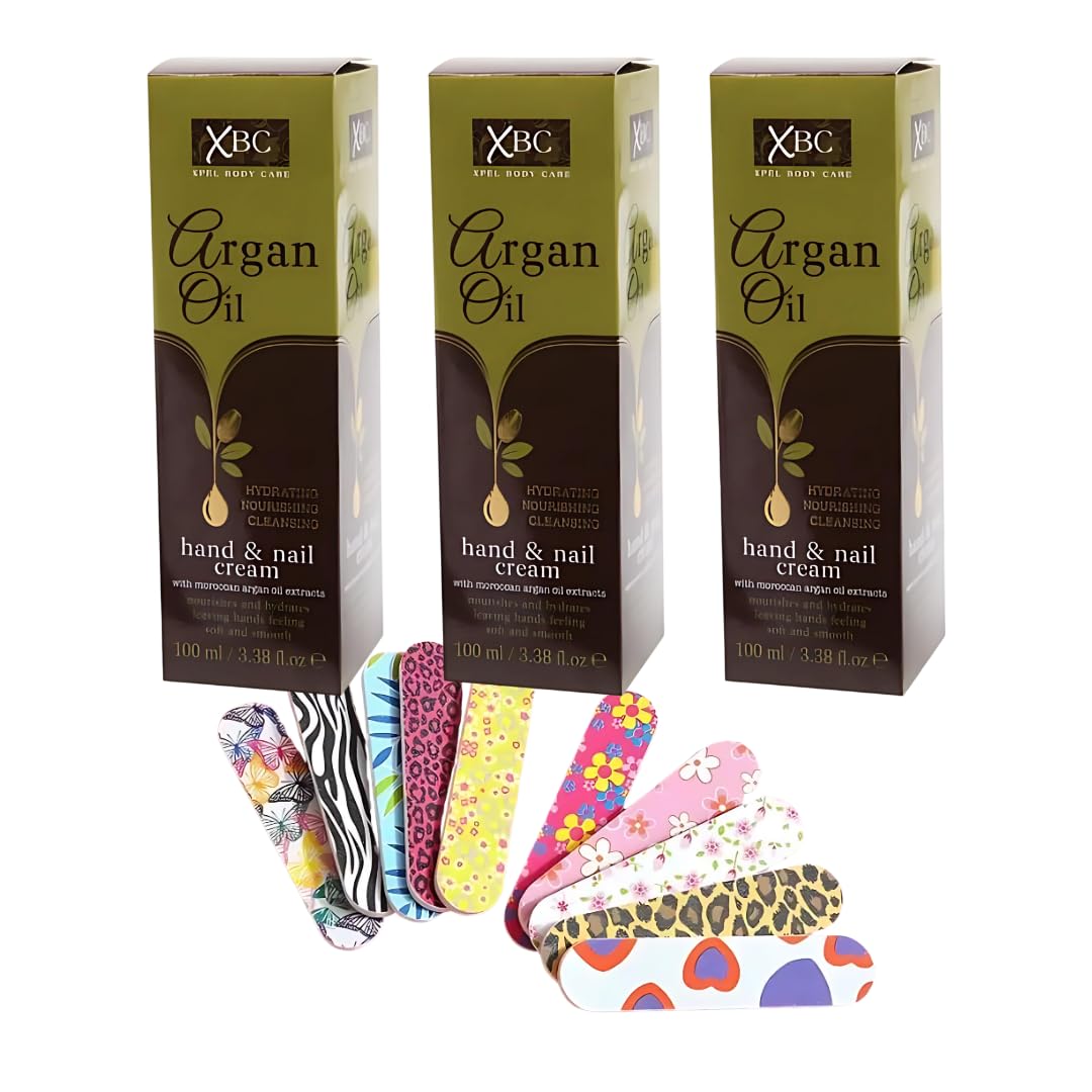 SAESR 3-Pack Argan Oil Hand and Nail Cream for Women 100ml Bundled with SAESR Nail File. Hand and Nail Cream for Smoother and Softer Hands. Hand & Nail Creams for Long-Lasting Hydration.