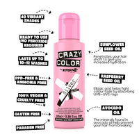Crazy Color Metallic Silver Semi-Permanent Hair Dye. Highly Pigmented Blonde Toner Conditioning & Oil Nourishing Vegan Formula | No Bleach or Ammonia | 100ml
