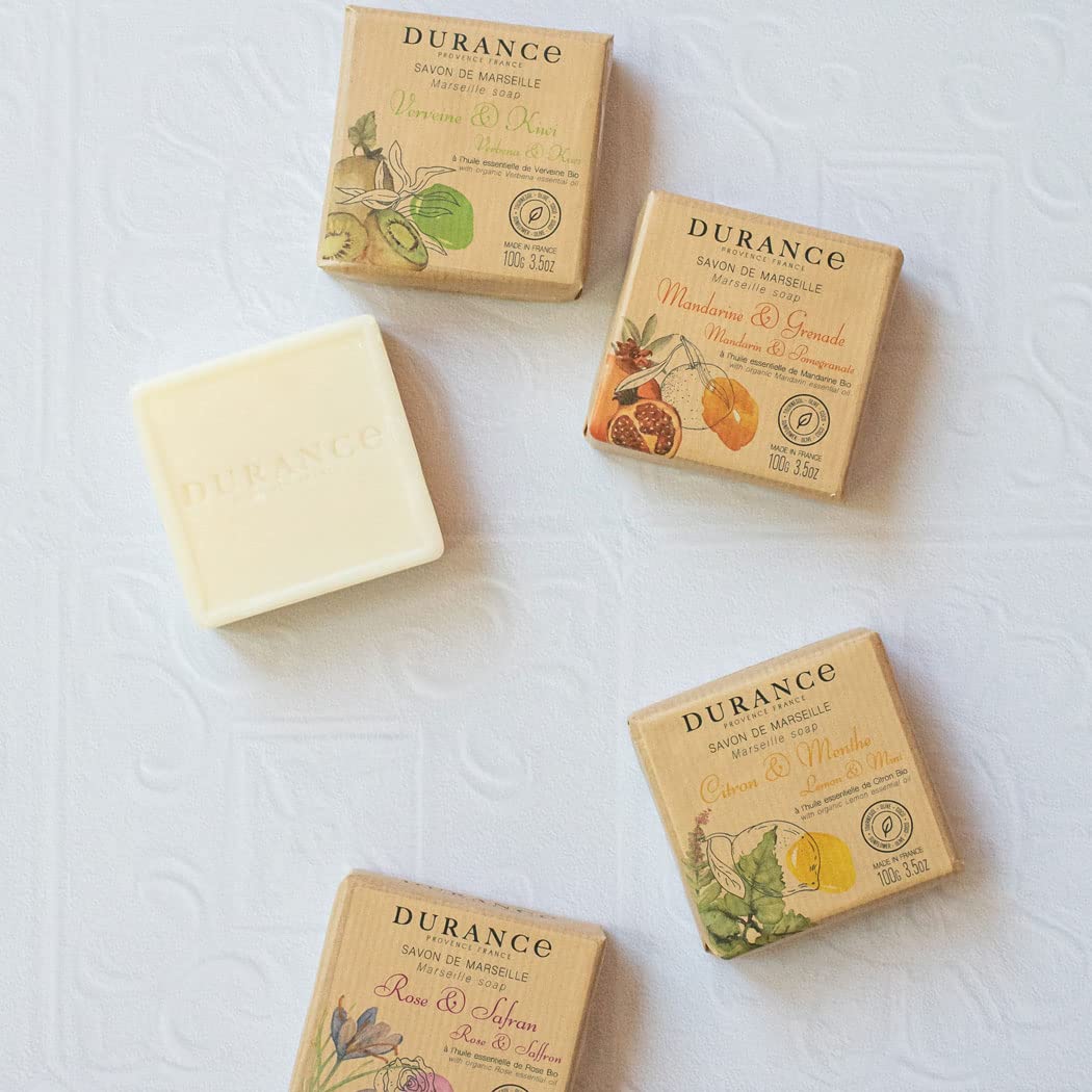 DURANCE Durance Solid Marseille Soap With Organic Pine Essential Oil 100g – Enriched With Olive Oil & Red Rice Extract – Paraben-Free Solid Soap For All Skin Types