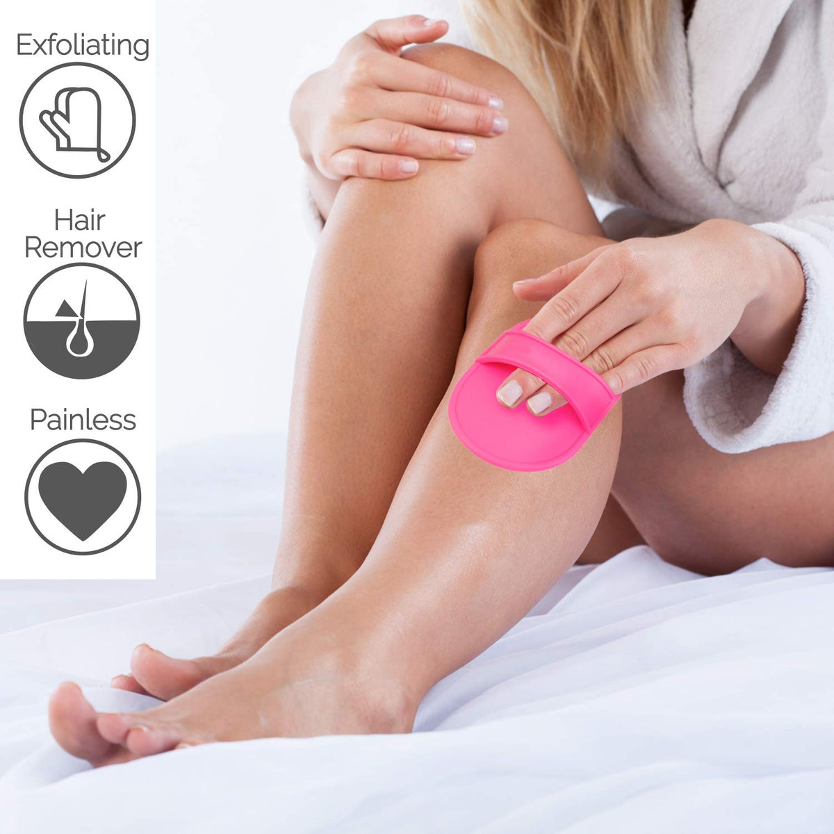 Exfoliating Hair Removal Pads x40 – x2 Buffer Pad Holders – x40 Buffer Pads - Smooth Skin on Legs Arms and Body - Unwanted Hair Removal Depilation Pads – By TRIXES