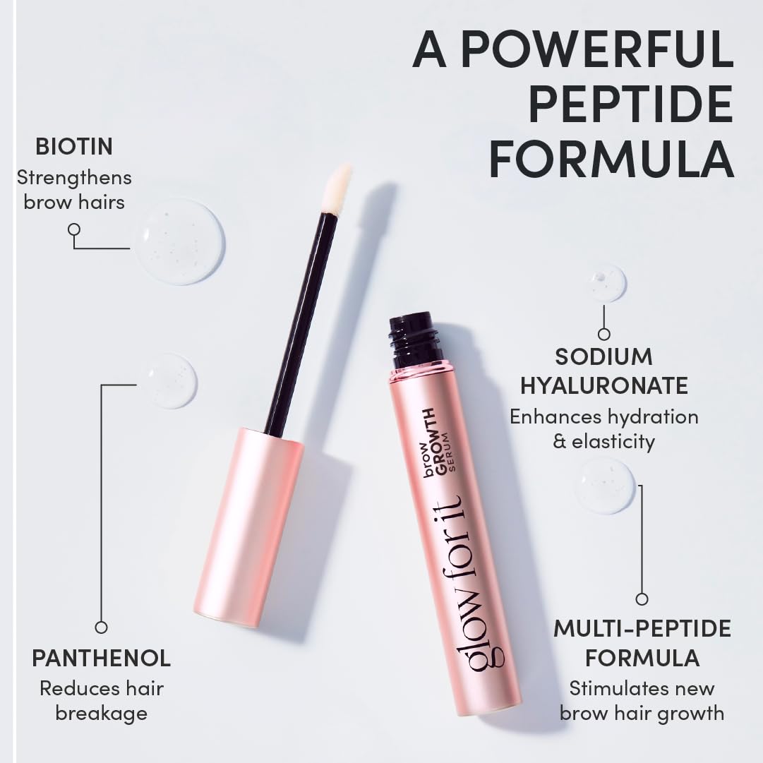 Glow for it Glow For It - Brow Growth Serum | For Fuller, Thicker, Healthier Eyebrows | Water Based Serum | Natural & Cruelty-Free Formula with Biotin, Peptides & Natural Extracts | 3ml