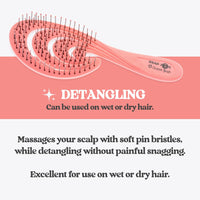 Head Jog 18 Ocean Hair Brush. Eco Friendly Vent Paddle Brushes With Flexible Soft Bristles, Detangling Wet Or Dry Hair. Gentle Brushing & Detangling Brush For Curly & Wavy Hair (Coral)