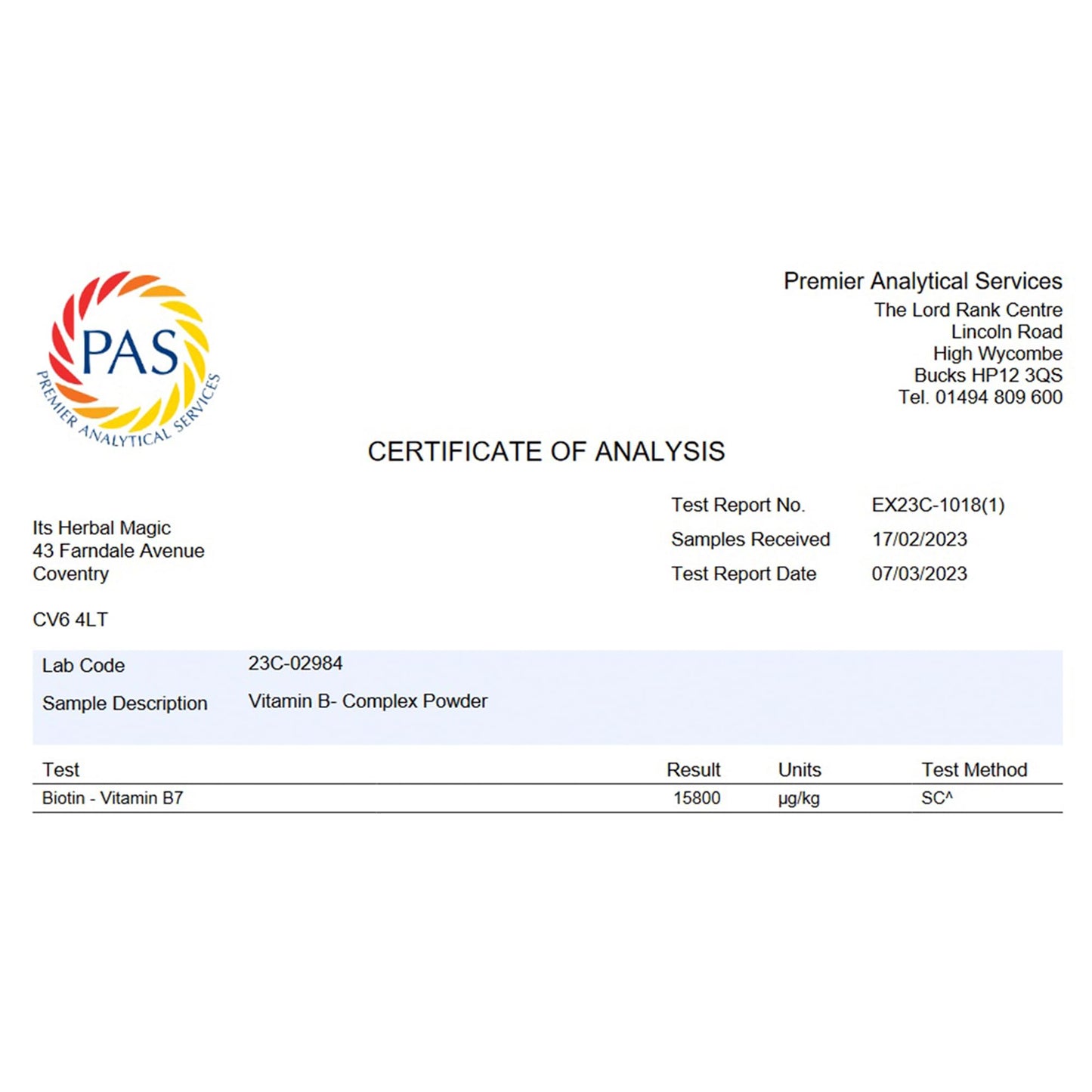 Herbal Magic's Pure & Natural Blend -Vitamin B-Complex Powder - Made from 14 Different Fruits, Vegetables & Herbs UKAS LAB Tested in UK No Fillers/Colors/Preservatives/maltodextrin-100g