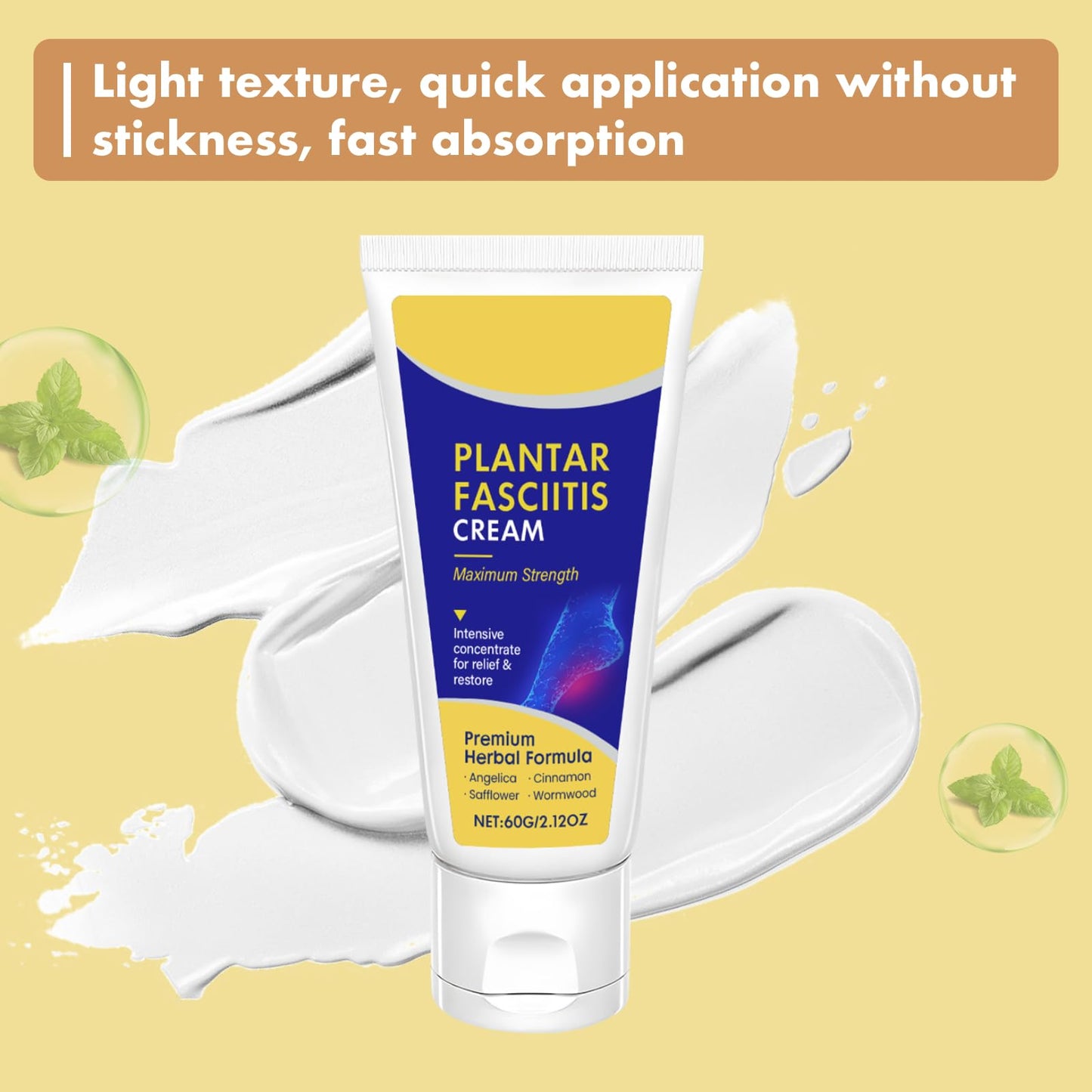 Plantar Fasciitis Relief Cream - Foot Cream for Cracked Heels and Dry Skin, Heel Pain Relief for Plantar Fasciitis, Heel Spurs & Sore Feet