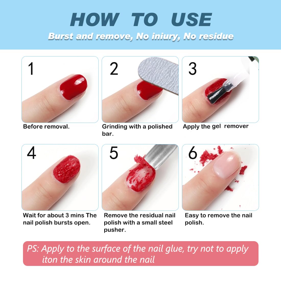 HUALIJIA Magic Nail Polish Remover 2 Pack, Remove Gel Nail Polish, Easily Quickly Peel Off In 2-3 Minutes, Professional Removes Soak-Off Gel Nail, Protect Nail, No Need For Foil, Soaking Or Wrapping, 0.5 Fl Oz