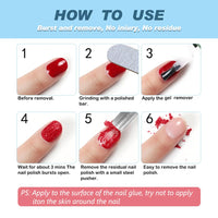 HUALIJIA Magic Nail Polish Remover 2 Pack, Remove Gel Nail Polish, Easily Quickly Peel Off In 2-3 Minutes, Professional Removes Soak-Off Gel Nail, Protect Nail, No Need For Foil, Soaking Or Wrapping, 0.5 Fl Oz