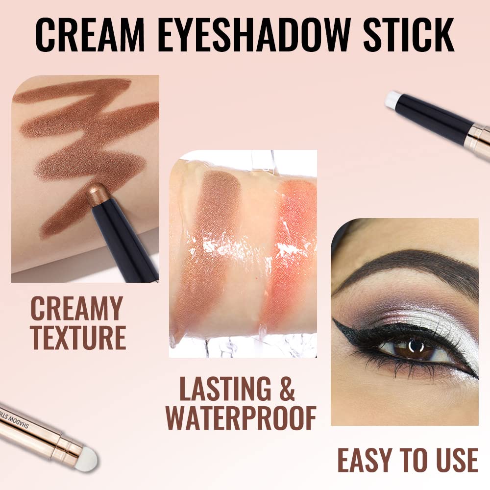 Erinde Shimmer Eyeshadow Stick - Pearlescent Cream Eyeshadow Pencil for Eye Makeup 01#