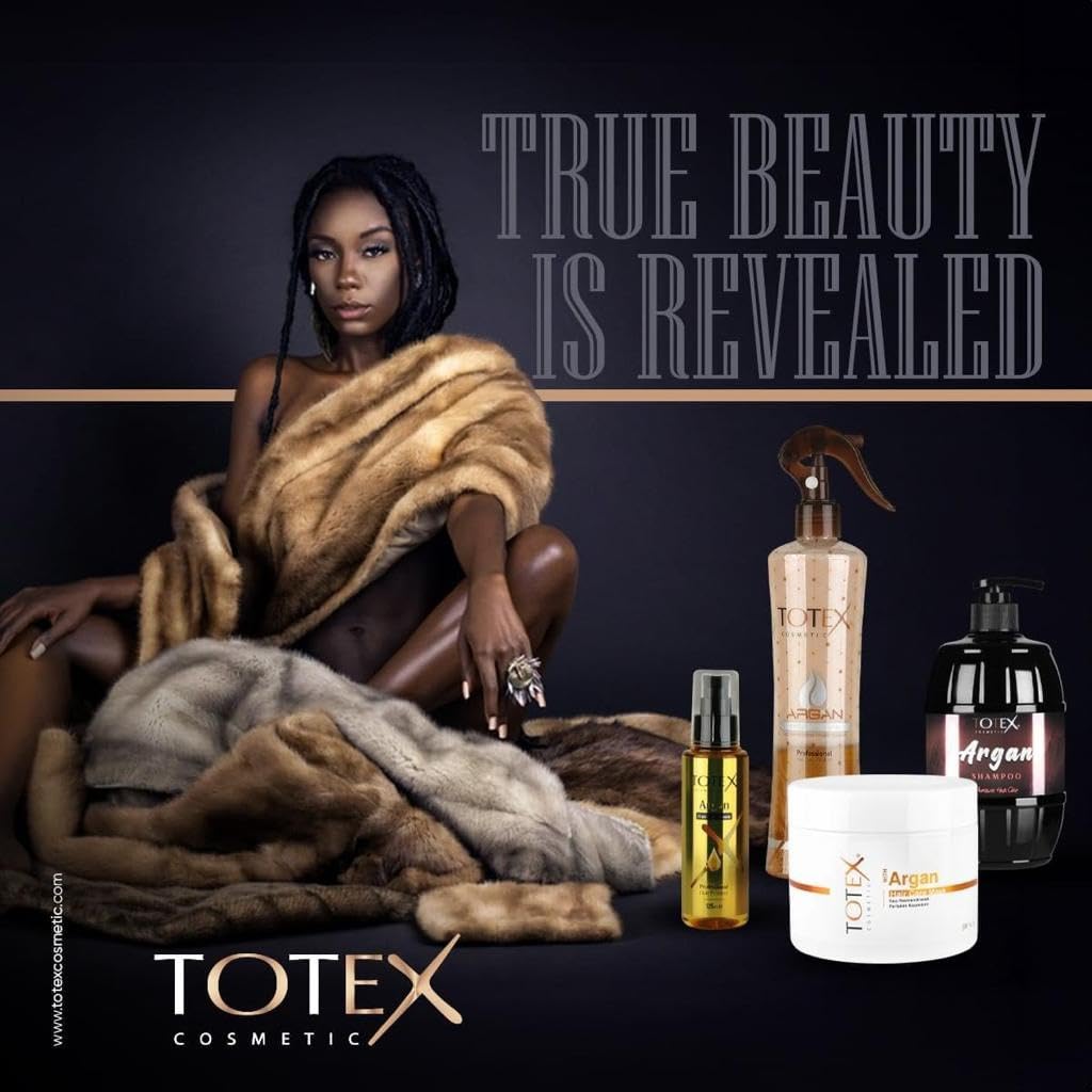Totex Hair Argan Serum Oil 3x125ml | Hair Repair & Growth Treatment | Anti Frizz & Split Ends Control | Heat Protectant Smoothing Oil | Deep Hydration & Shine for Dry Damaged Hair