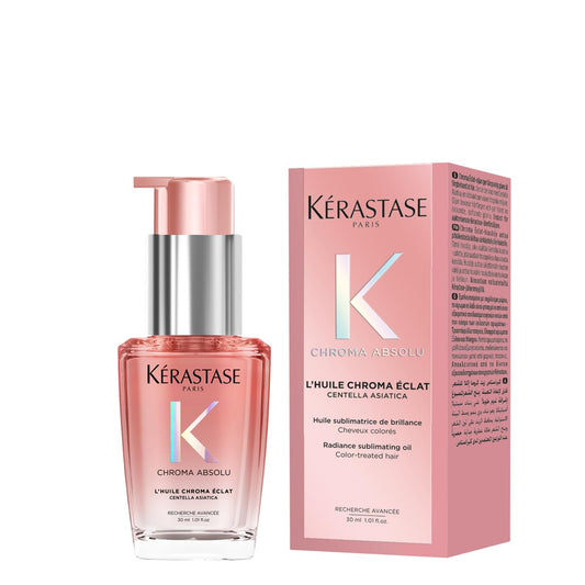 Kérastase Chroma Absolu, High Shine Hair Oil for Damaged Colour-Treated Hair, Lightweight Formula with Lactic Acid, Huile Chroma Éclat, 30ml
